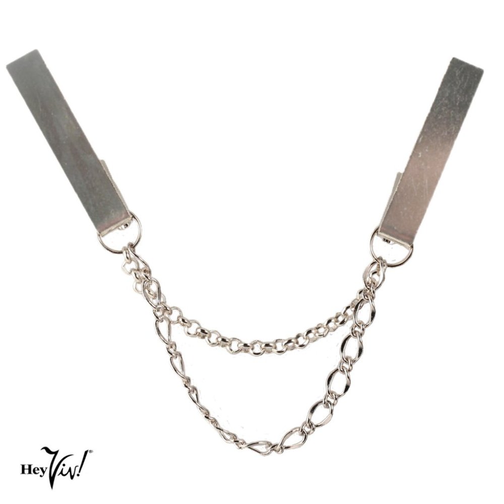Silver Double Chain Sweater Guard - 50s Style - Picture 1 of 4